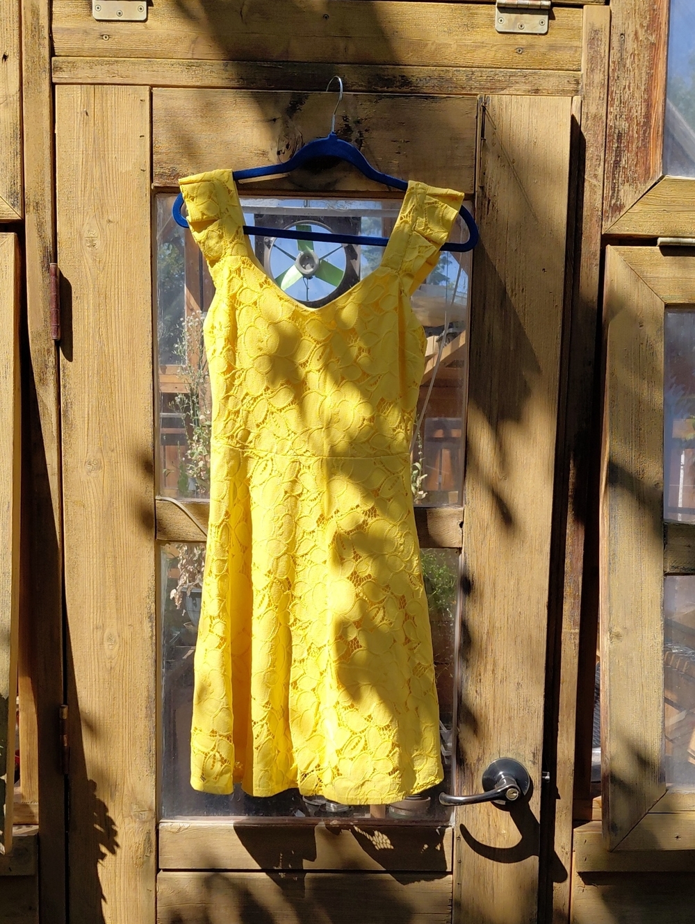 Monteau Yellow Floral Lace Fit & Flare Dress